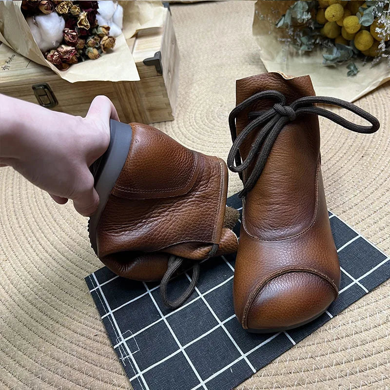 Careaymade-Genuine leather women's boots Fashion retro warm Oversized shoes cow leather Pure handmade ankle boots Casual boots