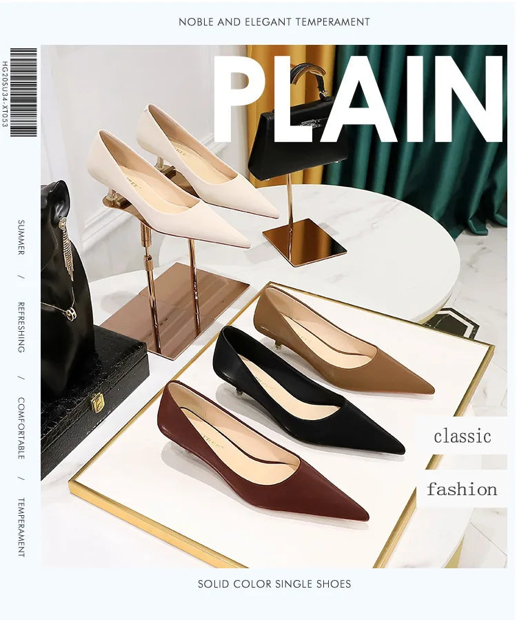 BIGTREE Shoes Women 4.5 Cm Heels Pointed Toe Woman Pumps Fashion Kitten Heels Large Size 34-43 Sexy Mid Heeled Female Shoes 2026