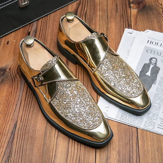Luxury Men's Leather Shoes High Quality Gold Dress Shoes for Men Italian Brand Oxford Shoes Fashion Big Size Party Wedding Shoe