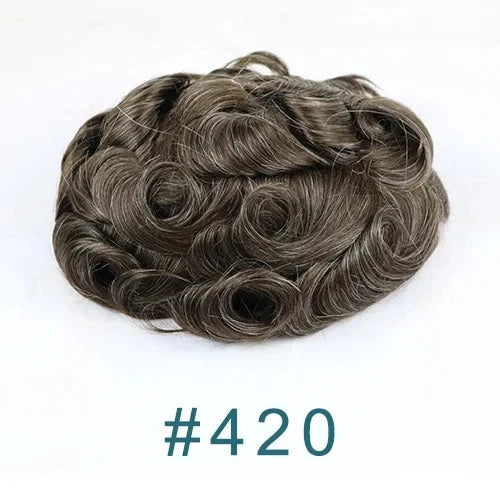 0.02mm Super Ultra Thin Skin 80% Density Natural Hairline Men Toupee Blonde Brown Grey Human Hair Undetected Capillary Prosthesi