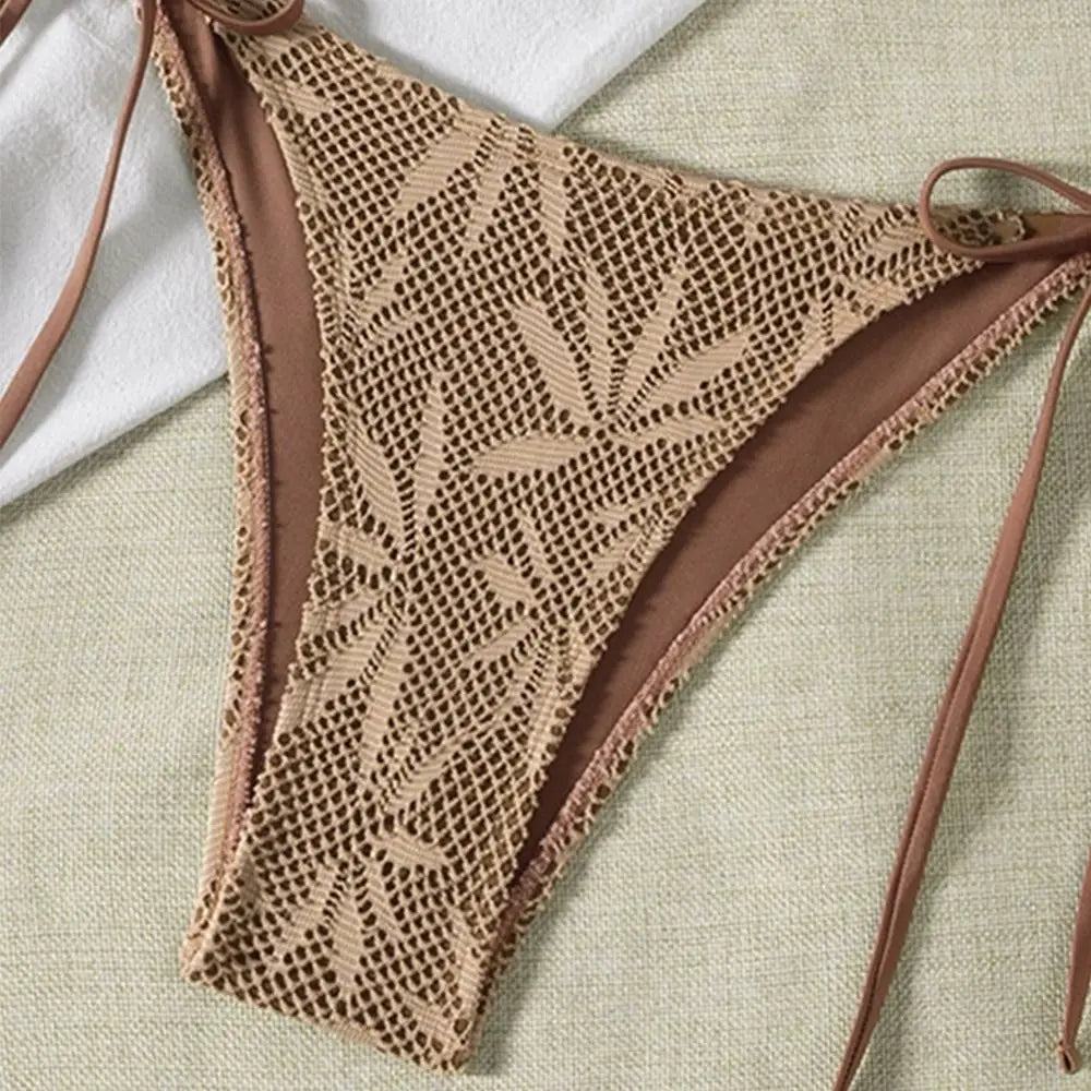 2Pcs/Set Fashion Summer Bikini Set Beaded Beachwear Backless Swimsuit Bathing Suit Casual Swimwear Vacation