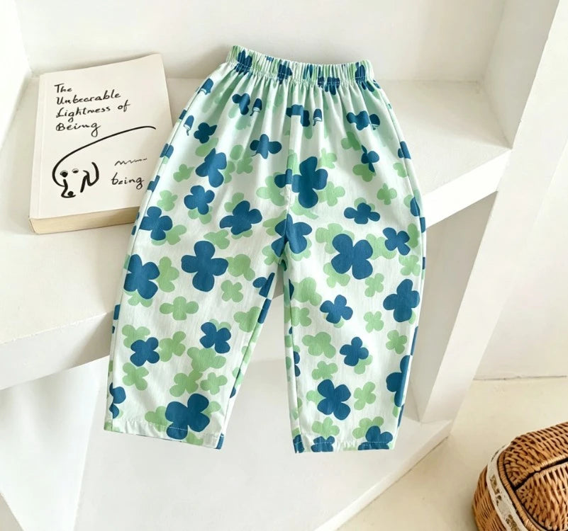 Fashion Kids Printed Pants Breathable Fabric Unisex Casual Bottoms For Playtime Baby Popular Thin Trousers Infant Summer Pants