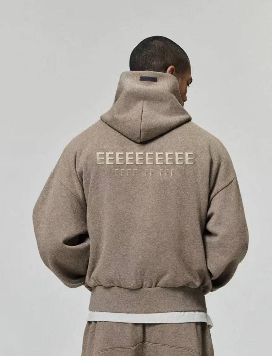 Season 9 Men's Oversized Hoodies Two-pieces Sets Brand Design Metallic Texture Silicone Letter Hoodie Couple Sports Tracksuits