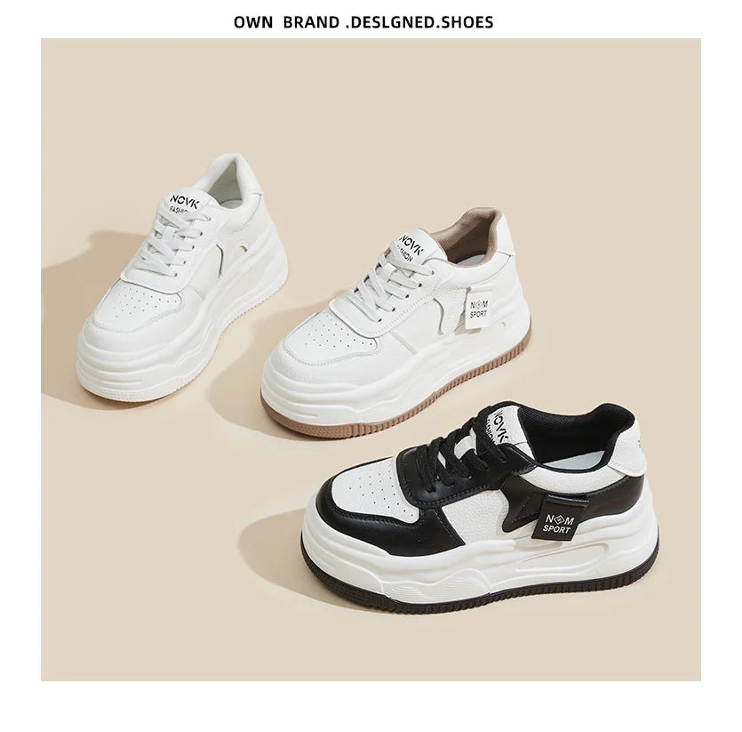 Fujin 8.5cm Genuine Leather Women Vulcanize Chunky Sneakers Women Summer Hidden High Heels Platform Wedge Summer Mesh Shoes