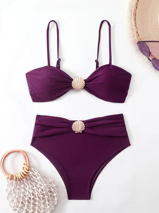 High Waist Bikini Women's Swimsuit Two-piece Bathing Suits Bandeau Woman Swimwear 2026 Trend Bikinis Sets Brazilian Beach Wear