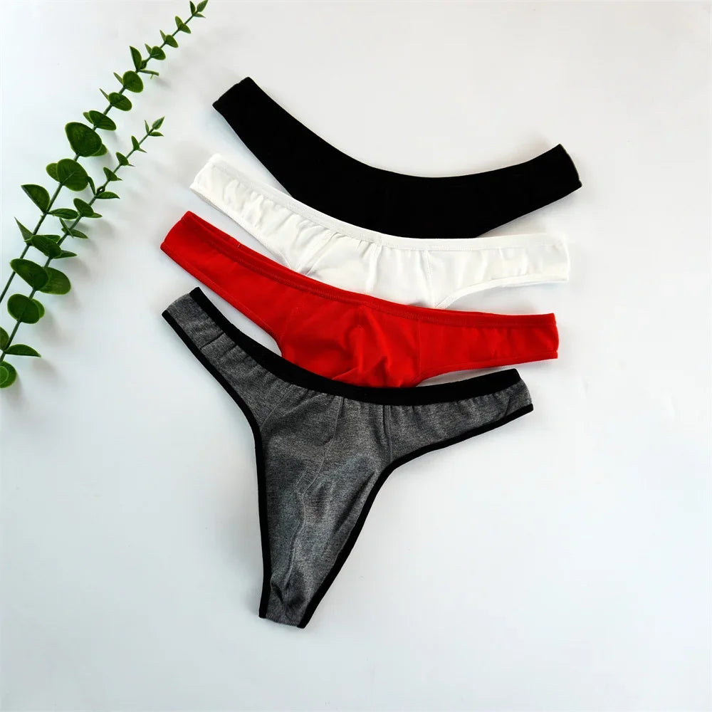 2024 Men Thong G String Low Rise Sexy Bugle Pouch Underwear Sports Fitness Male Tanga Comfortable Cotton Jockstrap Men M-3XL