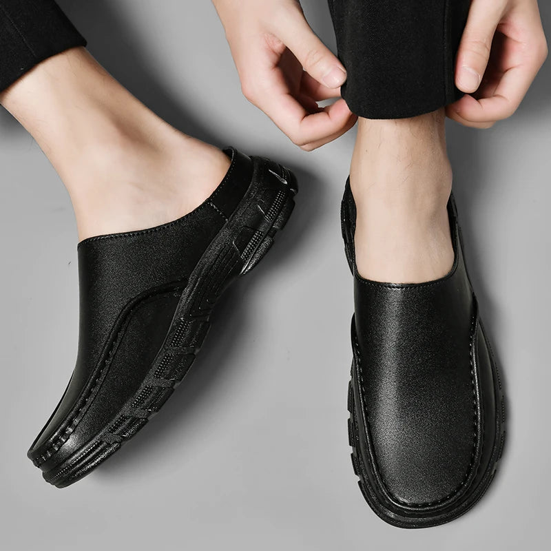 Half Shoes For Men Leather Latest Design 2025 Luxury Designer Italian Summer Casual Shoes Slip-ons