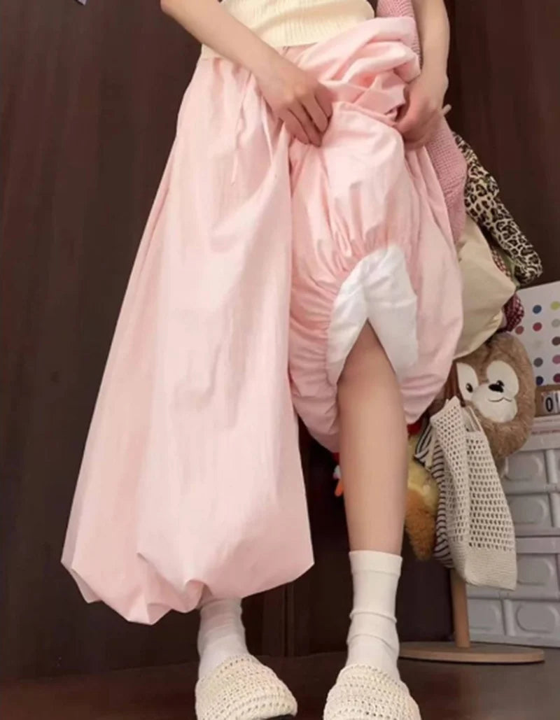 Women Loose Lazy Pants Skirt High Waisted Casual Yellow Bloomers Trousers Korean Fashion Preppy Hip Hop Dance Wide Leg Pants