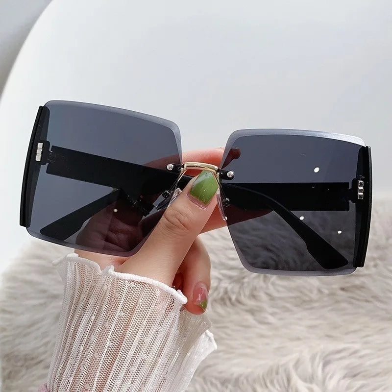 Korean Style Classic Black Big Square Shades Sunglasses for Women Men Fashion Women Sunglasses with Uv Protection BAZAARHUBO