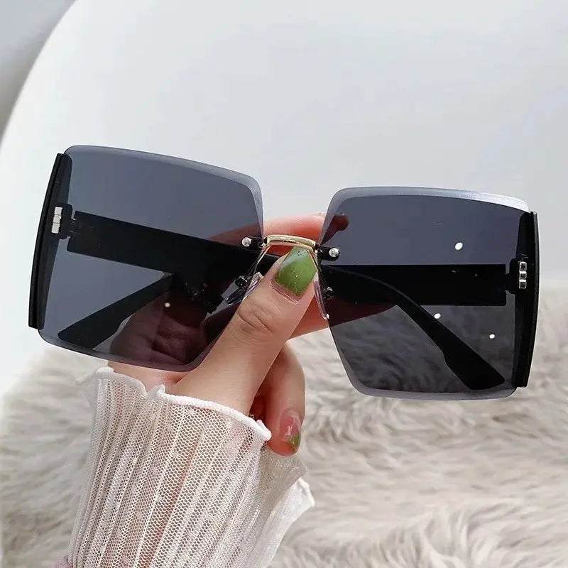Korean Style Classic Black Big Square Shades Sunglasses for Women Men Fashion Women Sunglasses with Uv Protection BAZAARHUBO