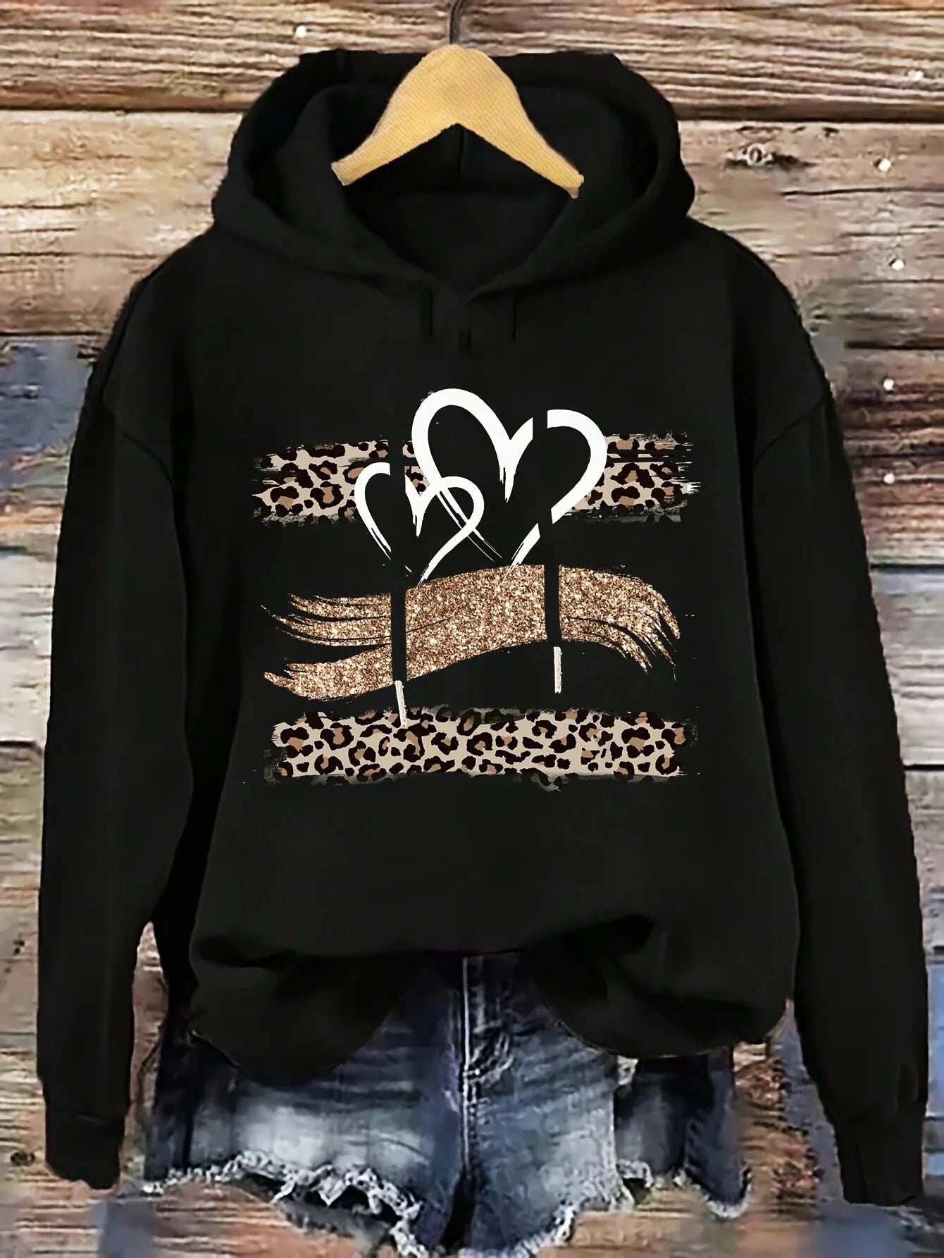 Women's autumn and winter warm and loose casual NOPE not today printed suede long sleeved hooded sweatshirt BAZAARHUBO