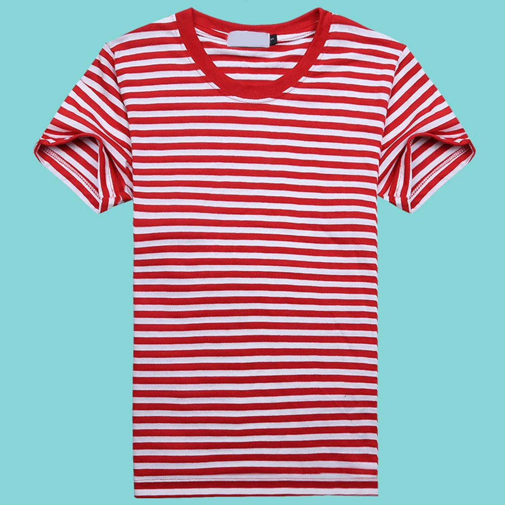 Men Tshirts Navy Shirt Blue And White Striped Short-sleeved Sports Men's T-shirt Couple Parent-child Tops O-Neck Casual Tees