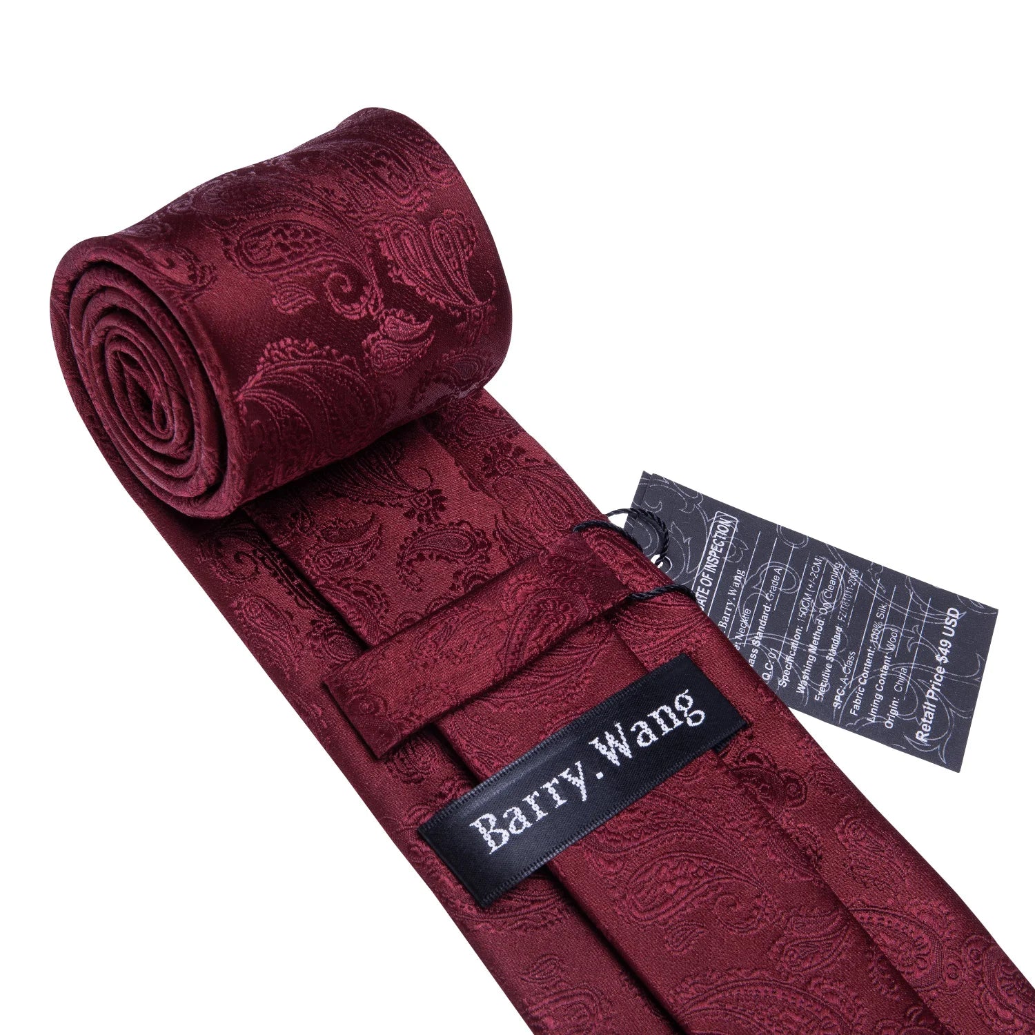 Exquisite Rust Red Silk Ties For Men Designer Pasiley High Quality Handkerchief Cufflinks Set Wedding Party Business Barry.Wang BAZAARHUBO