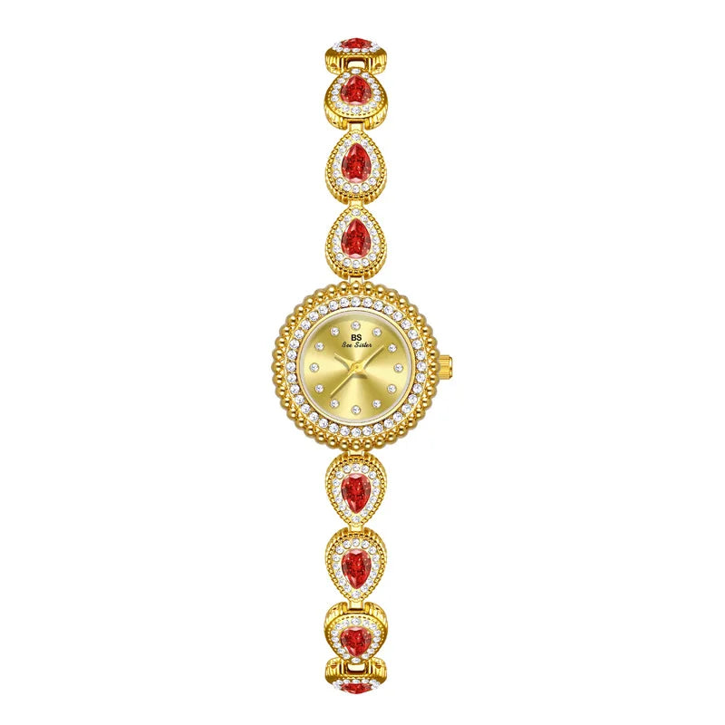 Gold Women Bracelet Dress Watches For Ladies Wrist Quartz Watches 2025 Top Brand Luxury Golden Rhinestone Gift Girlfriend Clock