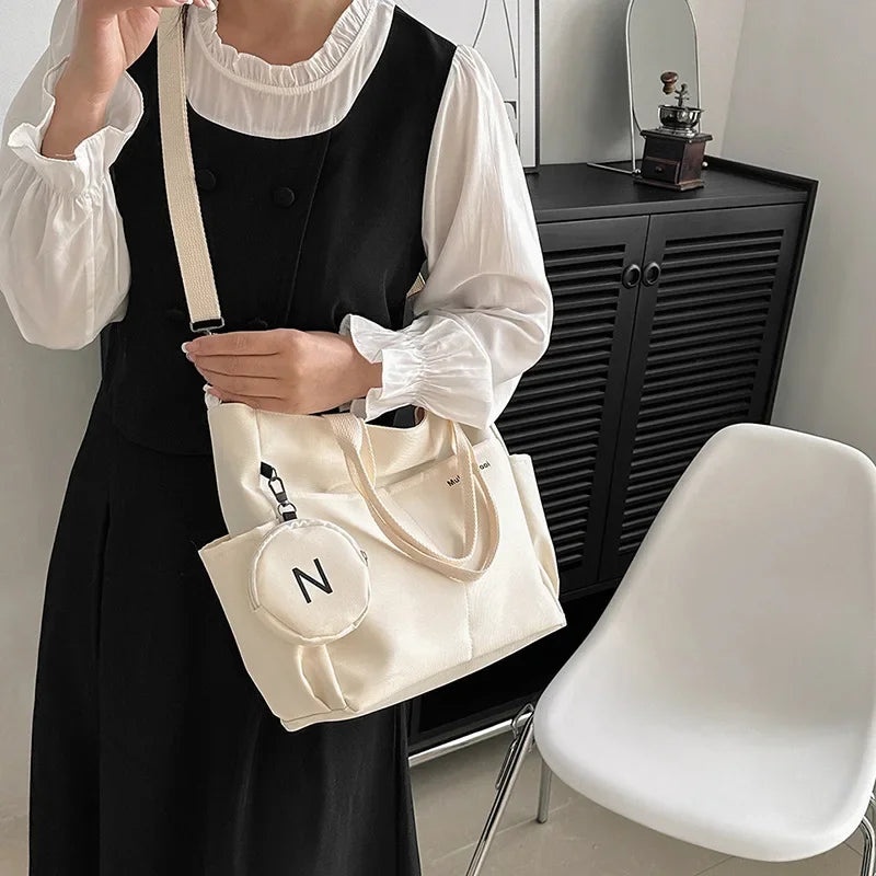 Korean version large capacity crossbody bag, versatile for male and female college students, travel shoulder bag, commuting bag