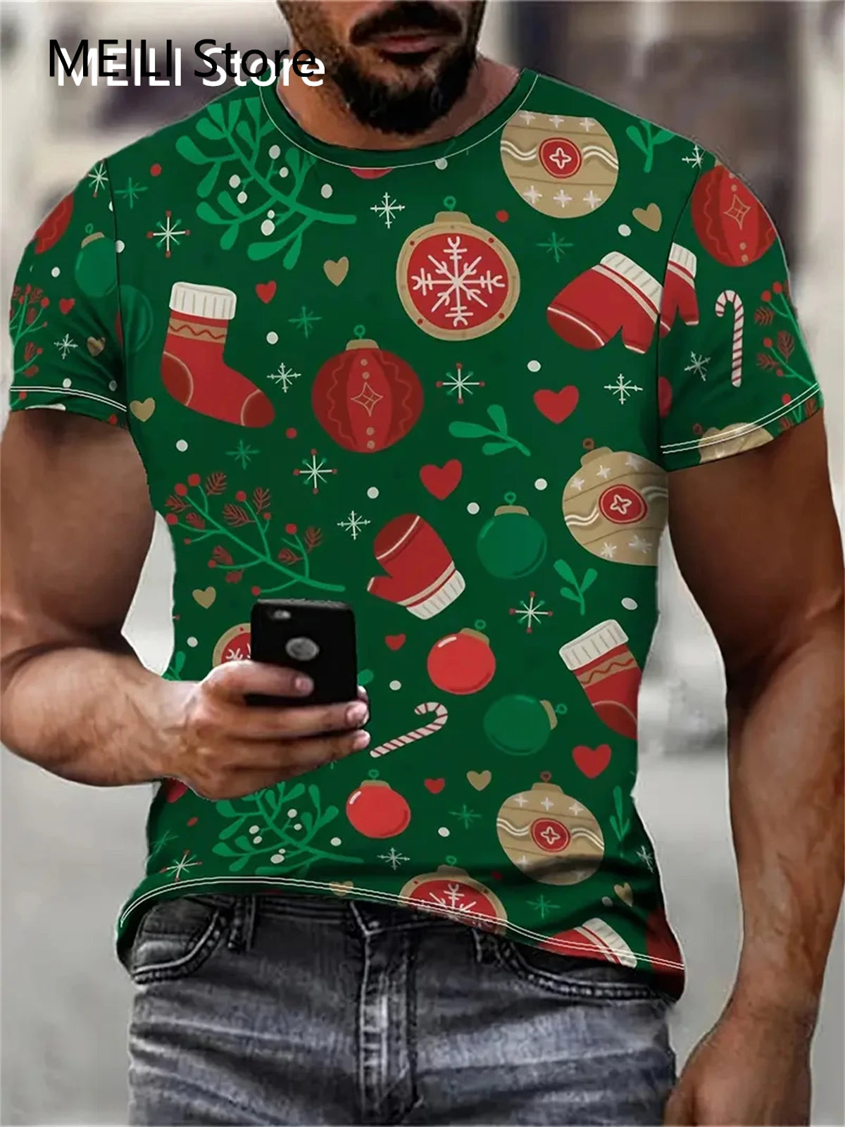 Christmas Men's T Shirt 3D Print Casual Short Sleeve Tees Street Fashion Crew Neck Pullover Male Oversized Clothing Sweatshirt
