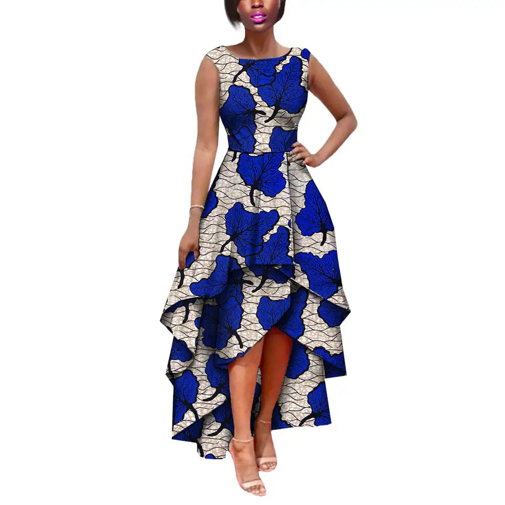 Hot African Women's AFRIPRIDE Private Sleeveless Pleated Party Dress Cotton Women's Dresses A722582