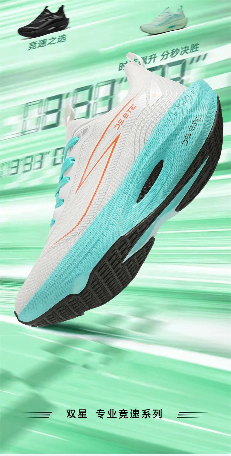 [Sports Shoes] Men's ultra light professional marathon running shoes, carbon plate cushioning, breathable low cut design, fluore
