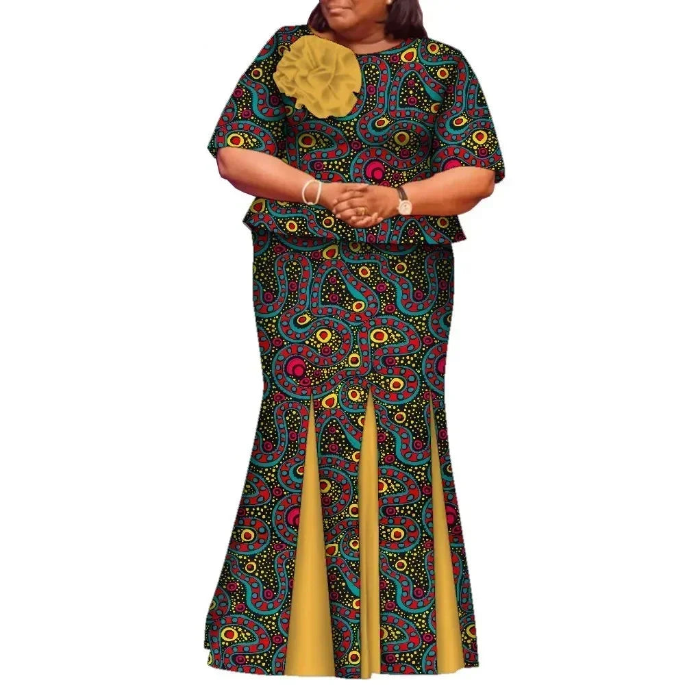 African Skirts and Top Sets for Women Party Ankara Fashion African Print Clothes Dashiki Outfits Lady Evening Gowns WY2143