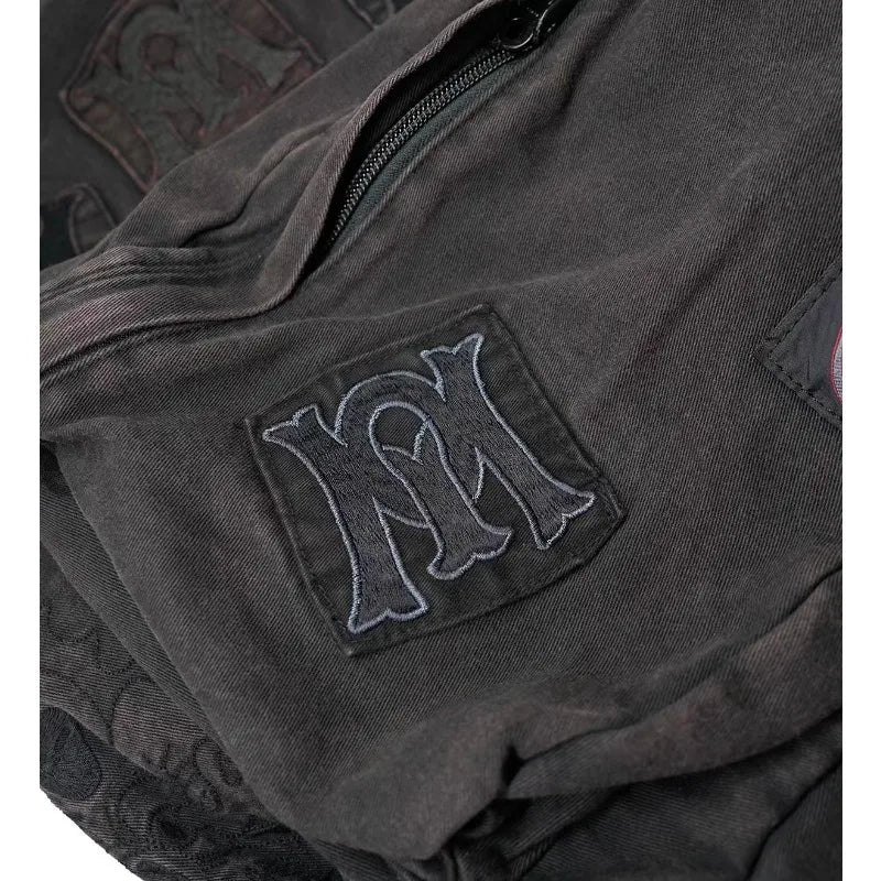 Y2k Embroidery Backpacks Women Washed Vintage Gothic Schoolbags MEN Design Mochila Casual School Backpack for College Students