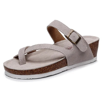 New Summer Women Wedge Beach Slipper Shoe Casual Cork Med Heel Outdoor Clogs Flip Flops Footwear