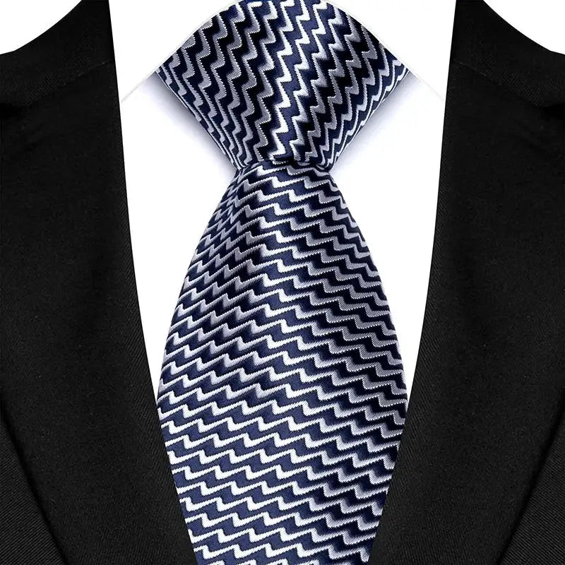Classic 8CM Polyester Ties For Men Formal Business Silver Gray Paisley Stripes Dot Neckties Handmade College Shirt Neckwear BAZAARHUBO