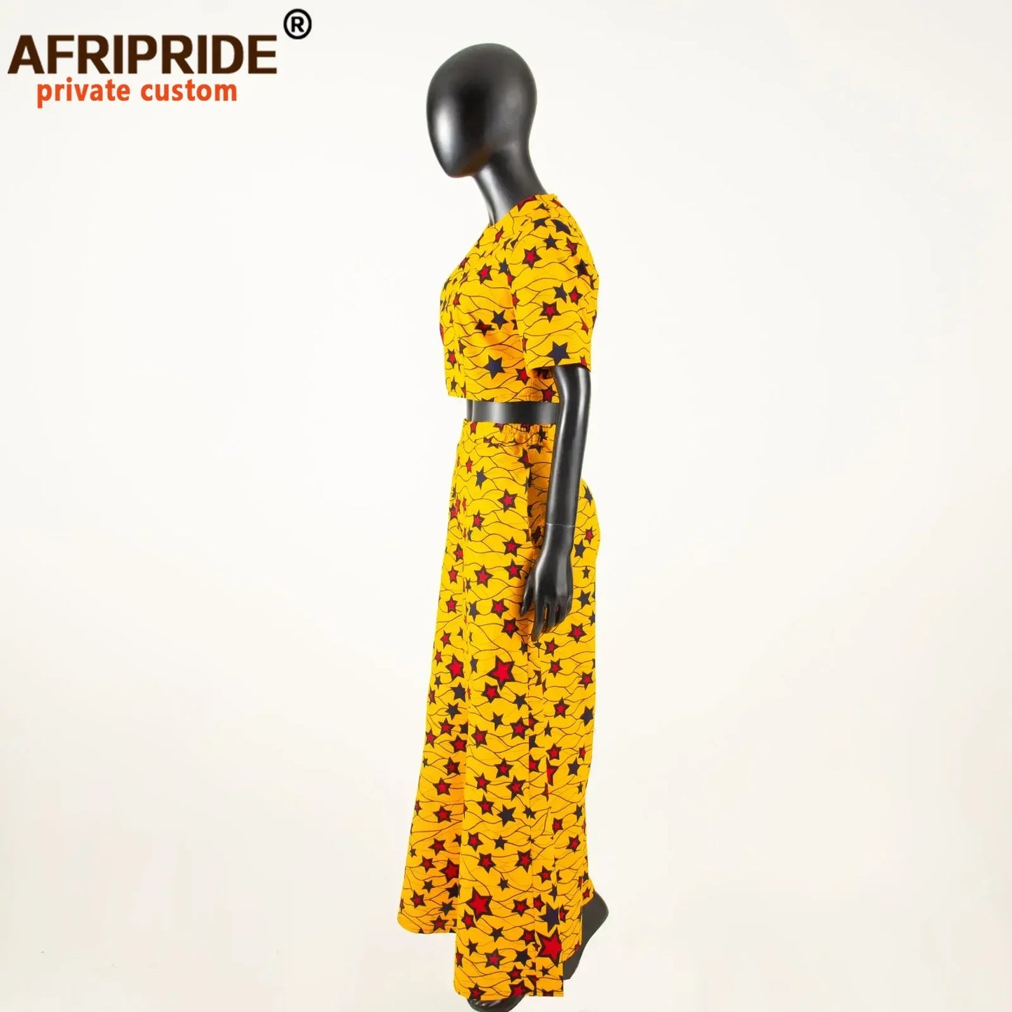 African Clothes for Women Crop Top and Wide-leg Pants 2 Piece Set Print Outfits Vintage Elegant Fashion Ankara Attire A2326002
