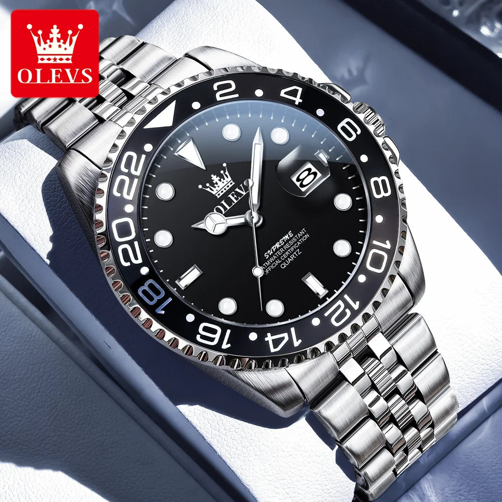 OLEVS 5657 Original Men's Watches Luxury Top Brand Diving Series Stainless Steel Waterproof Luminous Calendar Men's Wristwatches
