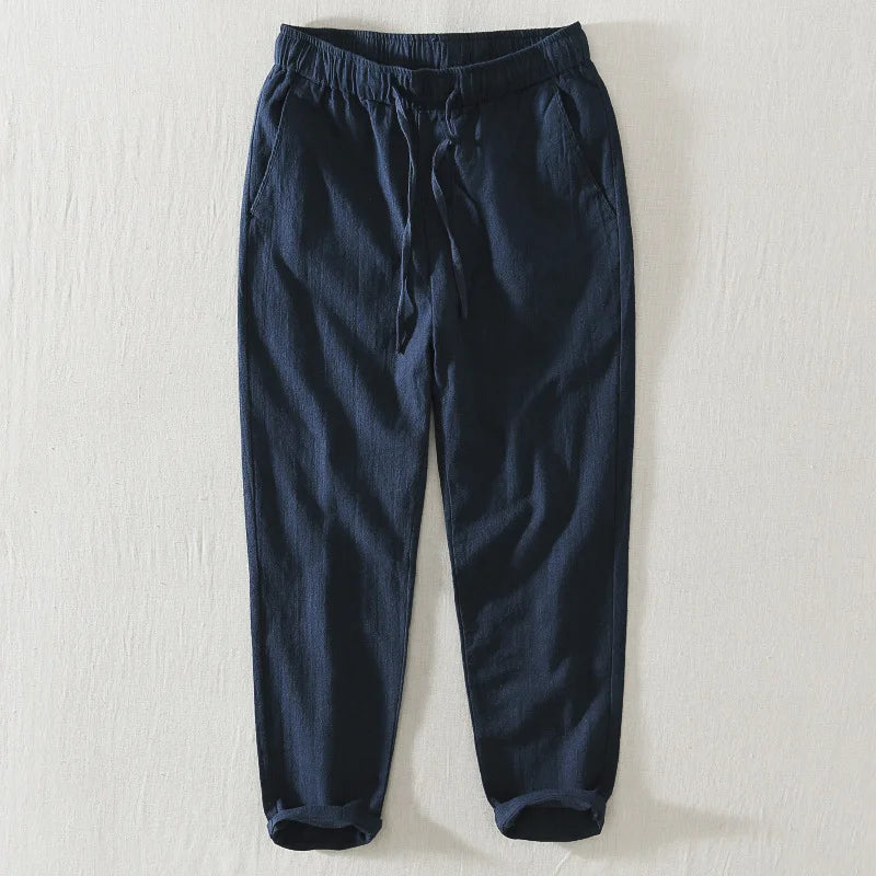 Men's 70% Linen Casual Ankle-Length Pants Loose Straight Harem Trousers Spring Summer Comfortable Breathable Fashion 2023