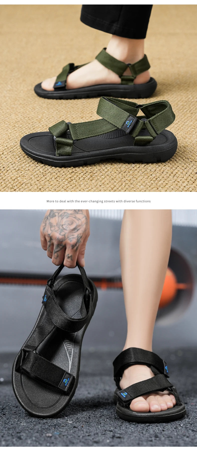 Men Summer New 2026 Casual Sports Sandals Outdoor Anti-slip Wear-resistant Soft-soled Slip-On Breathable Waterproof Beach Shoes