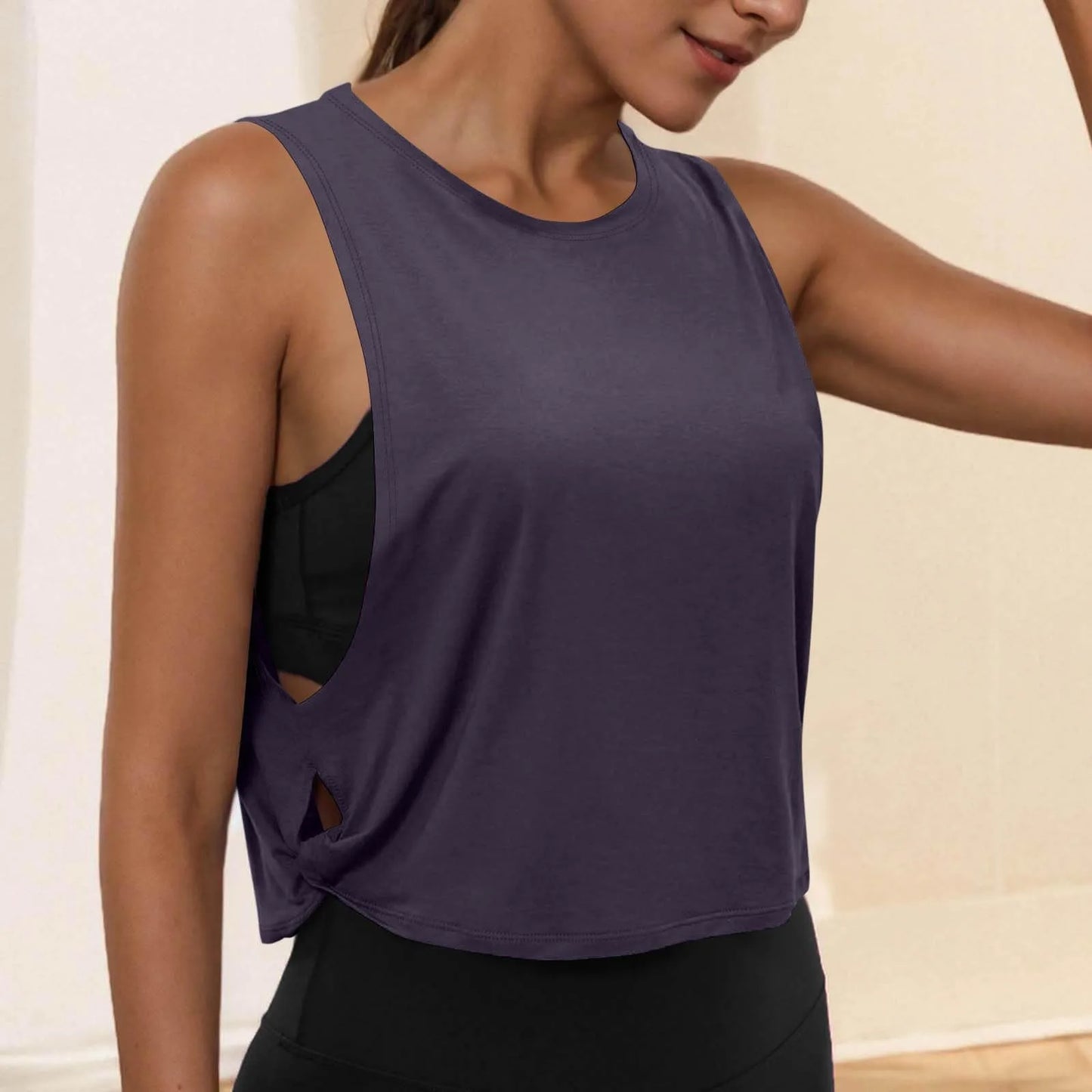 Women Sleeveless Yoga Top Breathable Gym Vest Tank Crop Top Running Tee