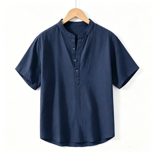 New Cotton Linen Shirts for Men Casual Shirts Lightweight  Short  Sleeve Henley Beach Shirts Hawaiian T Shirts for Men