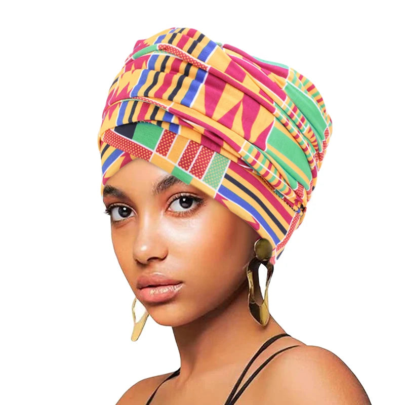 Women Muslim Turban Cap Long Style Elegant African print Auto Gele Headtie Female Head Wraps Nigeria Party Headpiece Turbante
