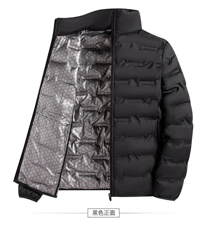 CHUJIE Winter white down jacket men's graphene self heating windproof pleated down jacket stand collar casual warm down jacket