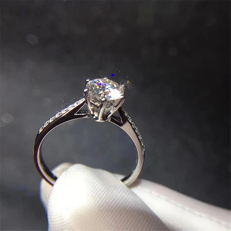 CC 1 Carat Wedding Rings For Women Silver Color White Cubic Zirconia Stone Engagement Jewelry Fashion Accessories Gift CC633
