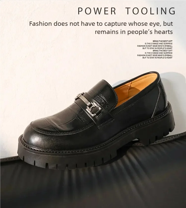 Business Men Thick-soled Loafers Black Brown Men One-foot Anti-slip Wear-resistant Business Social Shoes Brand Shoes Men 38-46