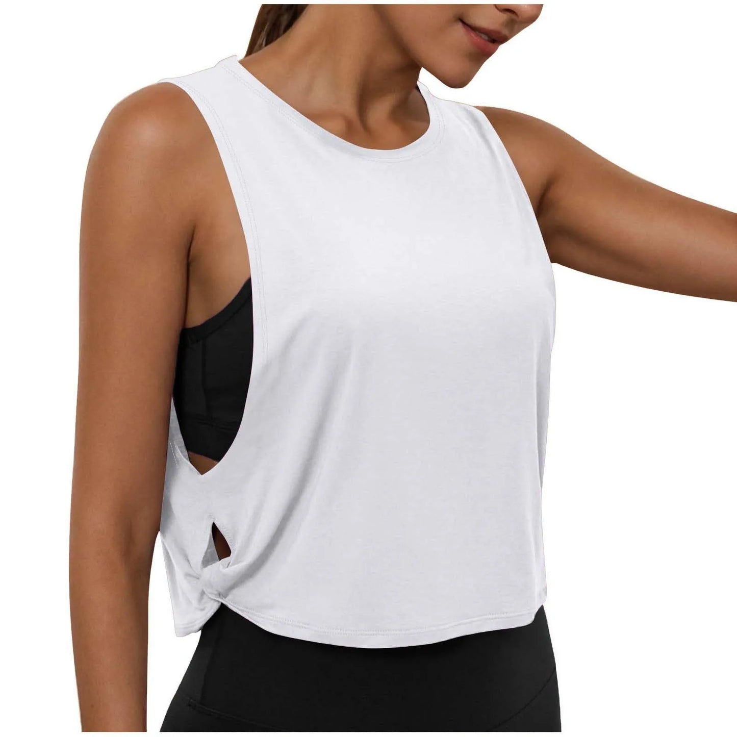 Women Sleeveless Yoga Top Breathable Gym Vest Tank Crop Top Running Tee