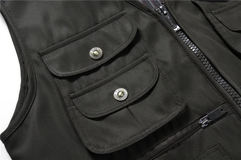 Men Large Size XL-4XL Motorcycle Casual Vest Male Multi-Pocket Tactical Fashion Waistcoats High Quality Masculino Overalls vest