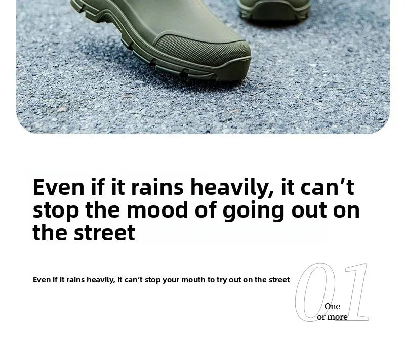 Men's Lightweight Waterproof Fishing Rain Boots Anti-slip Wear-resistant PVC Boot Tube round Toe EVA Insole Plain Color Adult