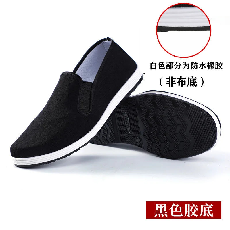 Beijing Men's Cloth Shoes New Style Work Shoes Rubber Sole Black Cloth Shoes One Step Work Shoes round Toe Breathable Wear Re...
