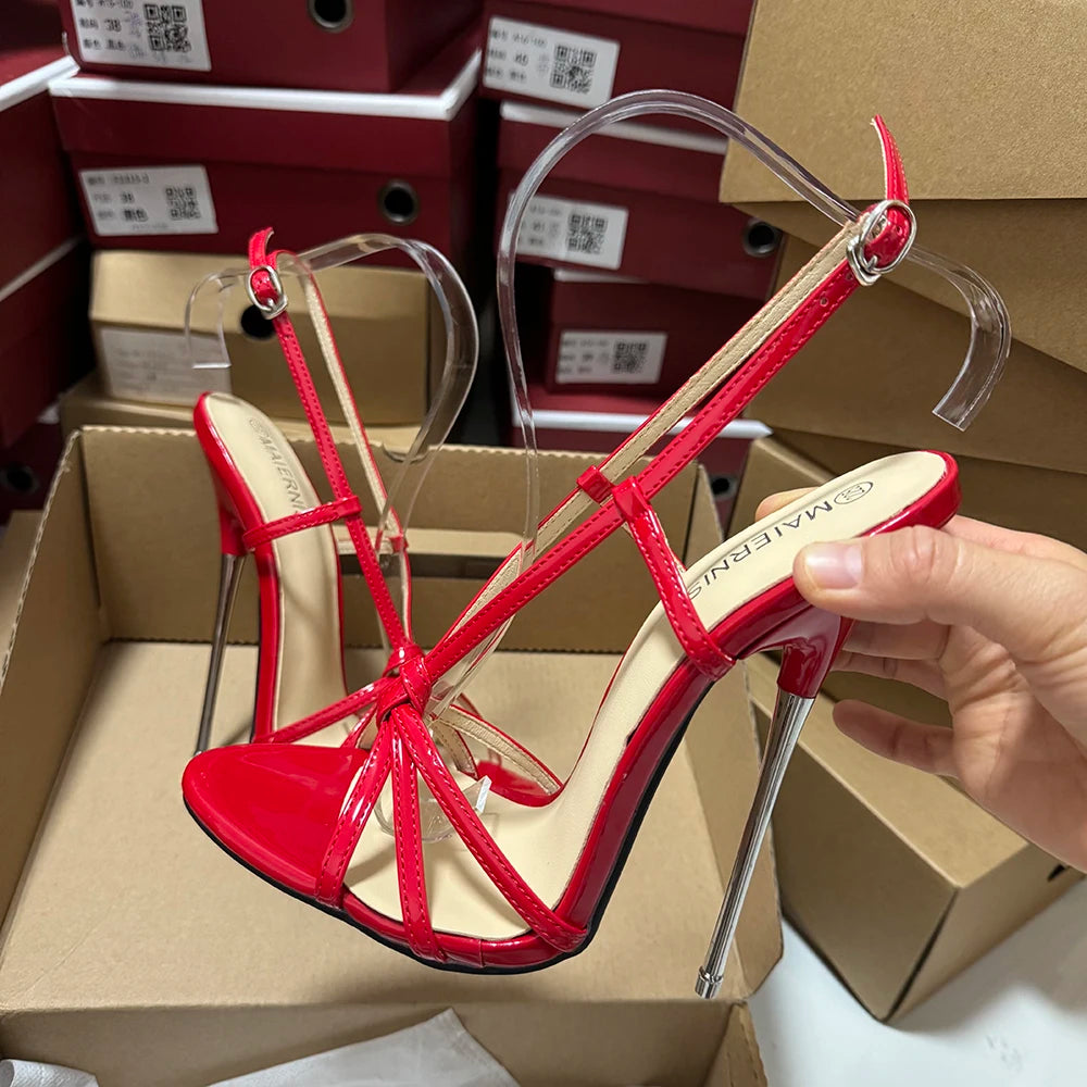 Customize 16cm Extreme Metal High Heels Stilettos Sexy Sandals Woman Pumps Pointed toe Catwalk T-stage Show Model Unisex Shoes