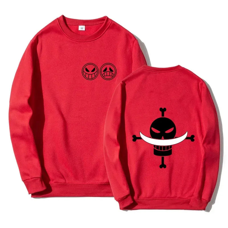 Autumn Men Anime Pirate Ace Edward Newgate Print Men's Pullover Casual Sweatshirts Unisex O-Neck Solid Hoodie Hip Hop Top