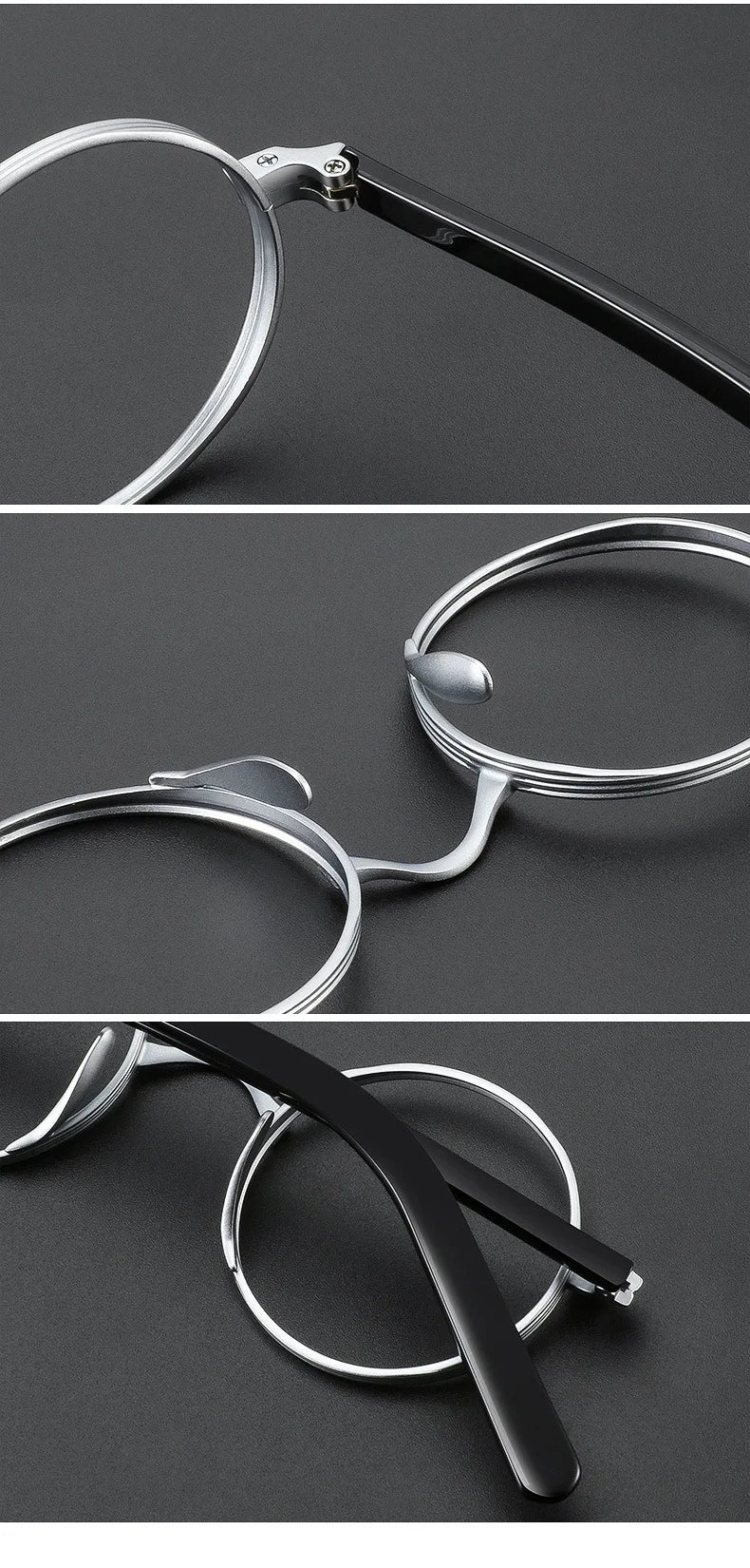 Vintage Wide Edge Alloy Glasses Frame for Men and Women High Quality Optical Acetate Leg Small Round Eyeglasses BAZAARHUBO
