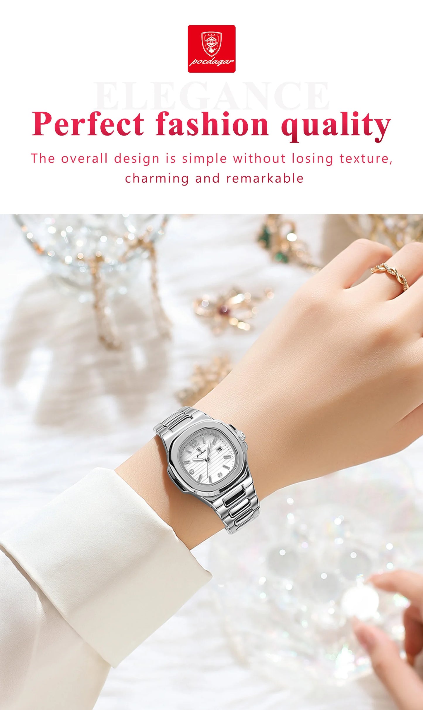 POEDAGAR Casual Fashion Ladies Wristwatch Luminous Waterproof Date Woman Watch Luxury Quartz Square Women's Watches Reloj Hombre
