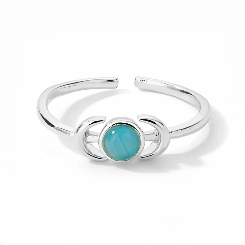 Zircon Moon Star Rings For Women Stainless Steel Glowing Moon Star Adjustable Finger Ring Aesthetic Wedding Jewelery Gift Femme