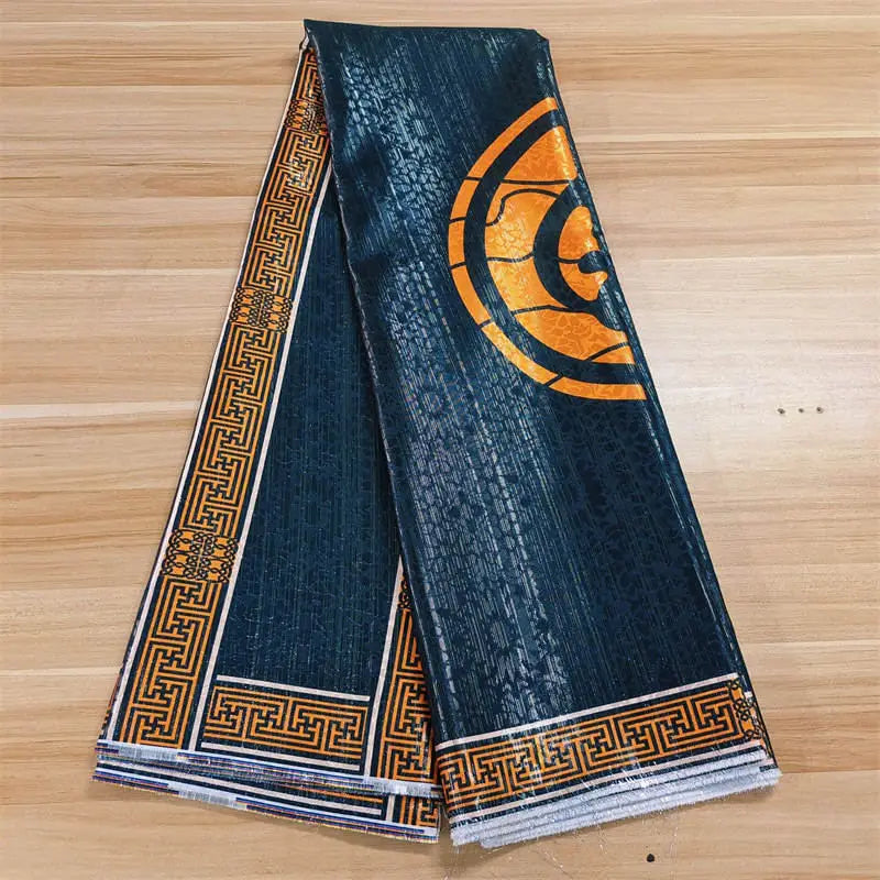 African Brocade Printing Fabric Shiny and Fashionable for Sewing Clothing Polyester Garment Fabric Breathable Opaque Inelastic