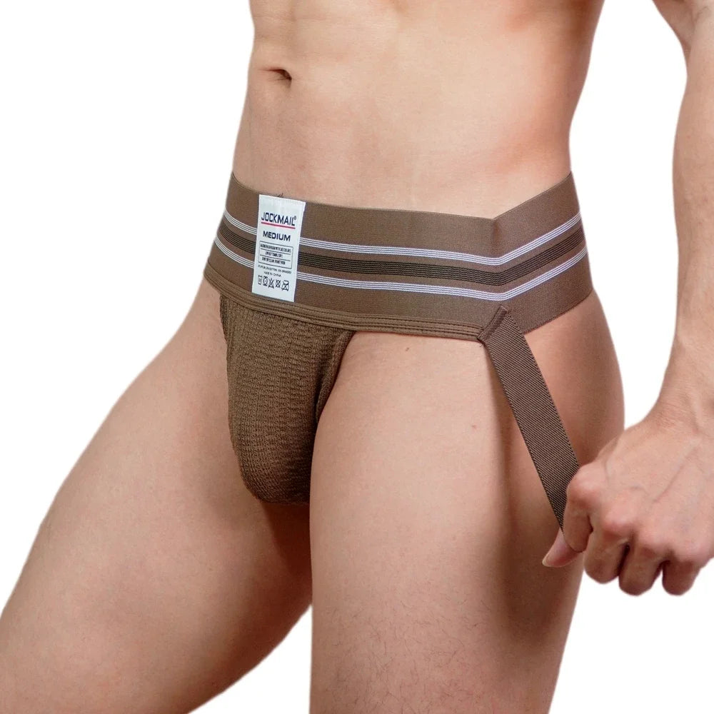 JOCKMAIL Men Athletic Supporters Jockstrap Thongs Mens Underwear  Underpants Bikini  3" Elastic Waistband  Hombre Panties