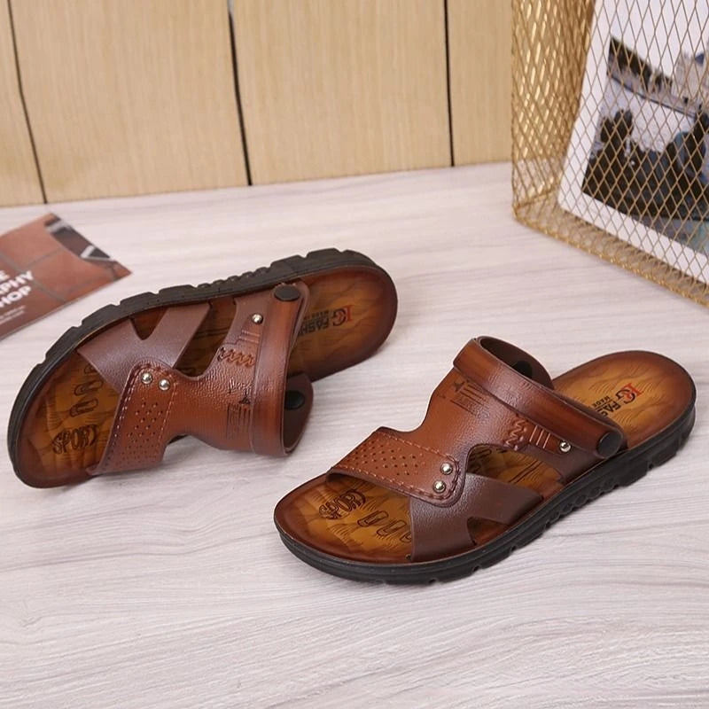 Men's Beach Open Toe Shoes Sandals High Quality Non-slip Men Slippers Breathable Two Uses Male Footwear Mens Summer Outdoor Shoe