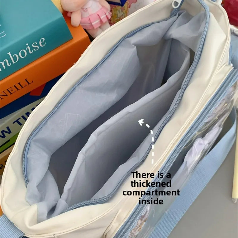 Trendy Transparent Simple Crossbody Bag for Girls Large Capacity School Shoulder Bag Comfortable and Versatile Texture Ita Bag