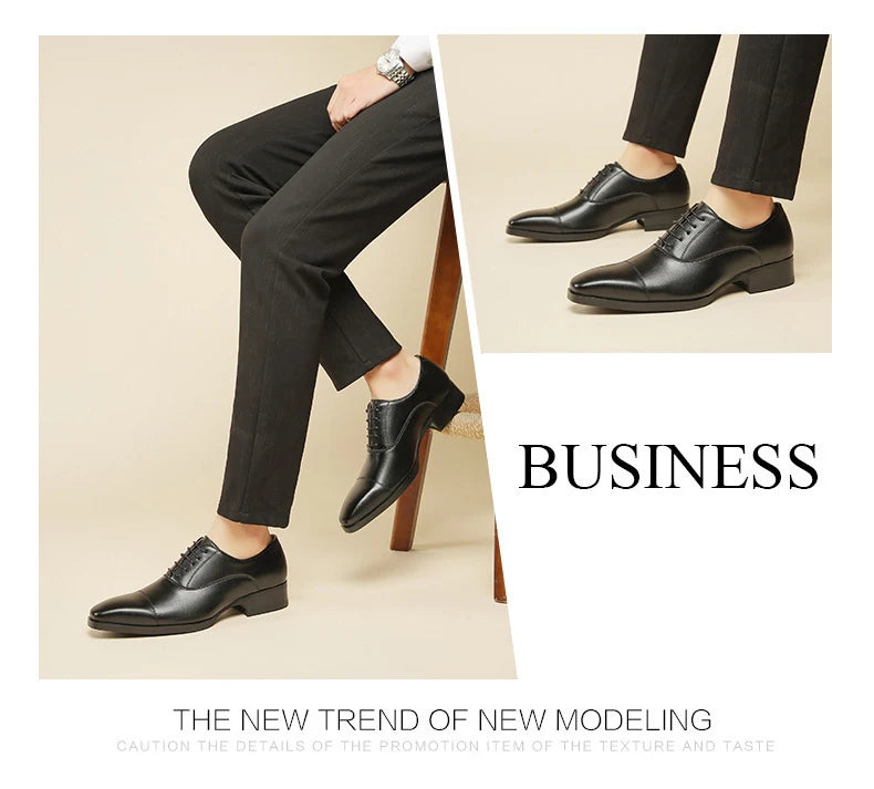 Genuine Leather Mens Dress Shoes Black Formal Social Shoe Male Business Wedding Derby for Man Luxury Italian Oxford Loafers 2024